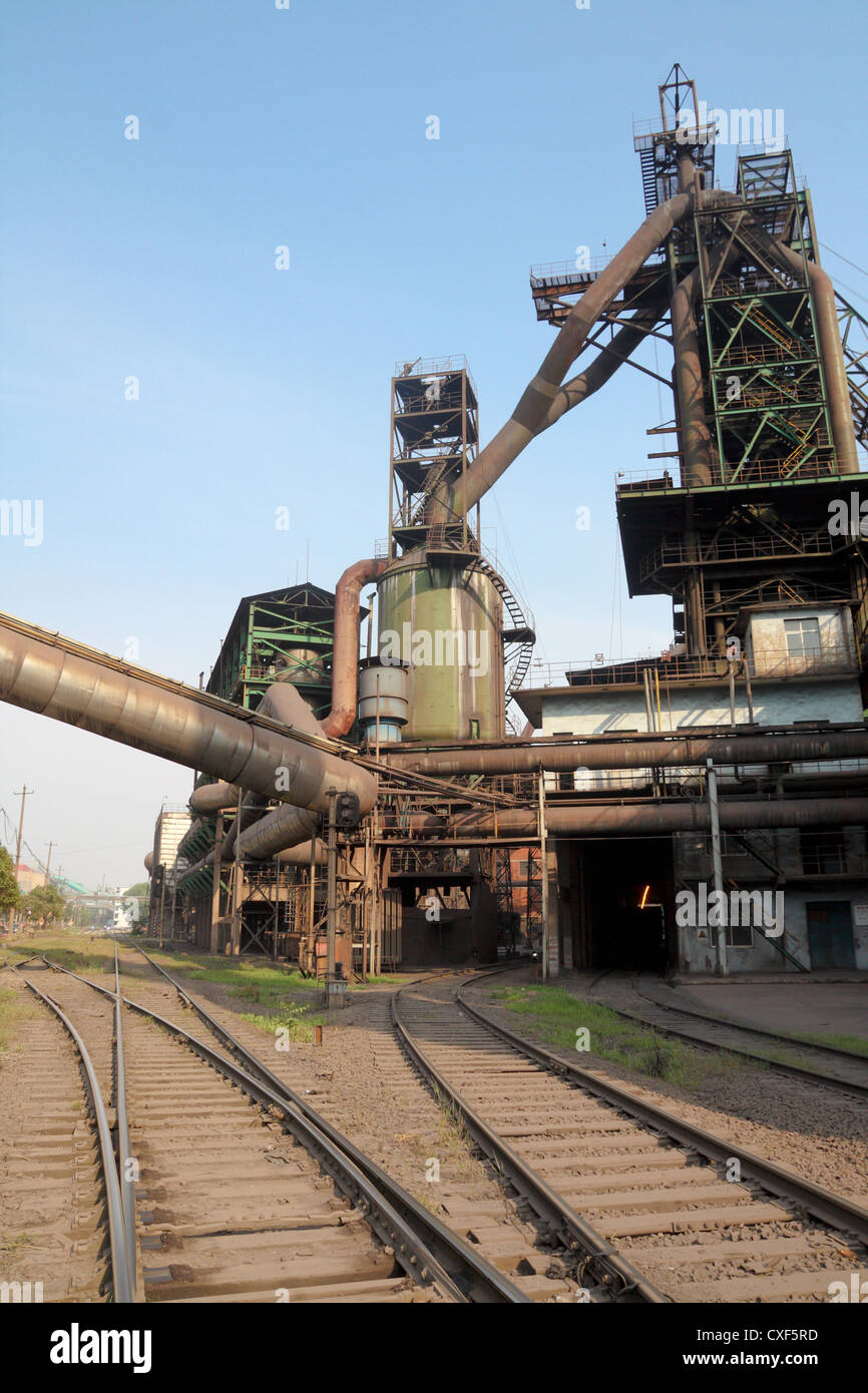 blast furnace and railway Stock Photo