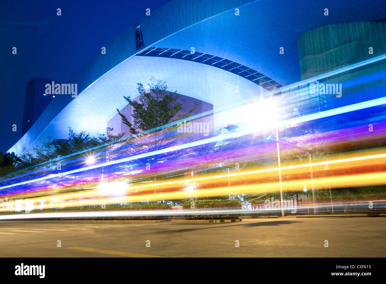 light trails on the street Stock Photo