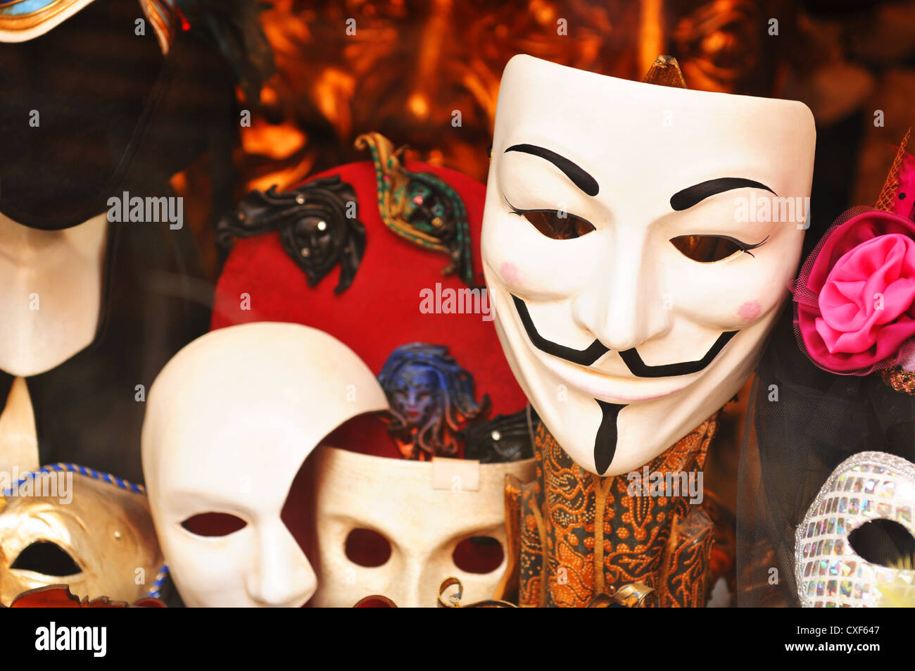 Various masks for sale in souvenir shop (Venice, Italy) Stock Photo