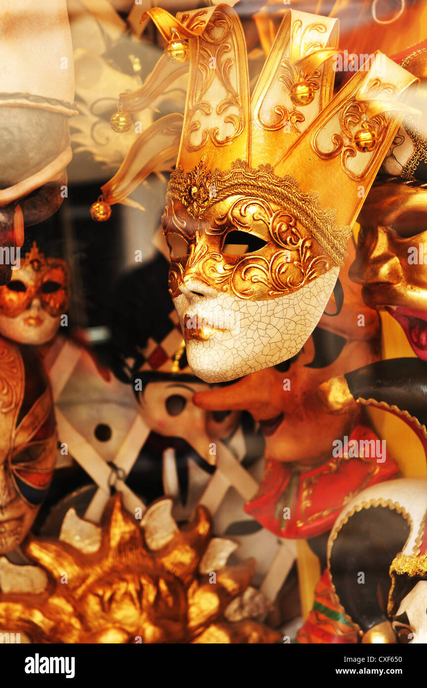 Various masks for sale in souvenir shop (Venice, Italy) Stock Photo