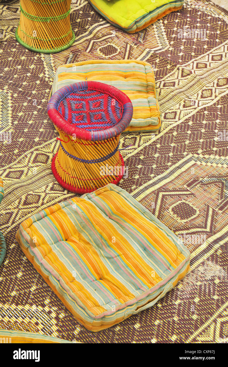 Carpets, pillows and padded stools Stock Photo