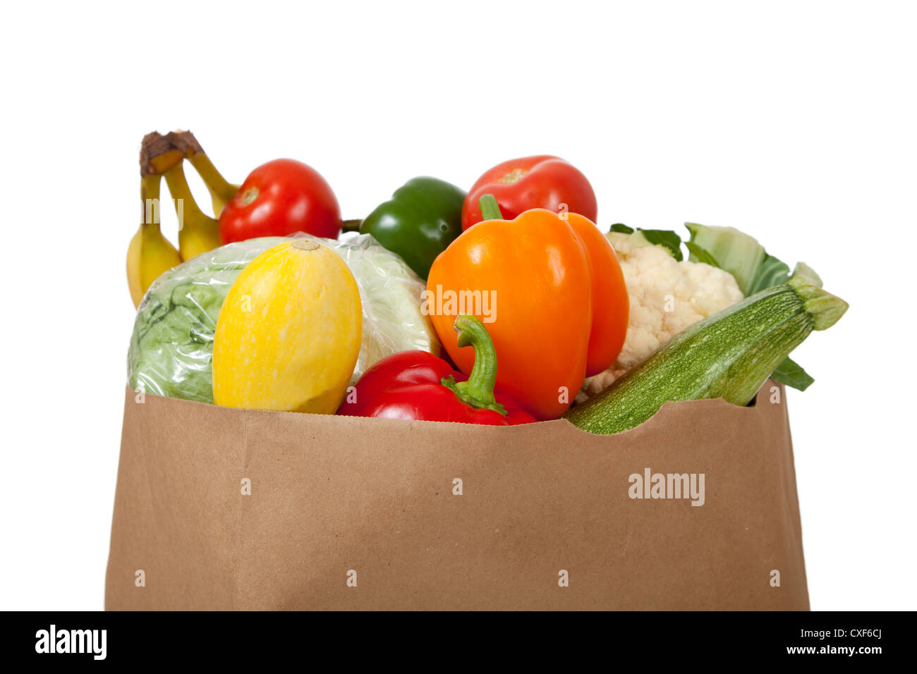 Sack Images Full grocery sack with fresh vegetables showing out the top Stock Photo ...