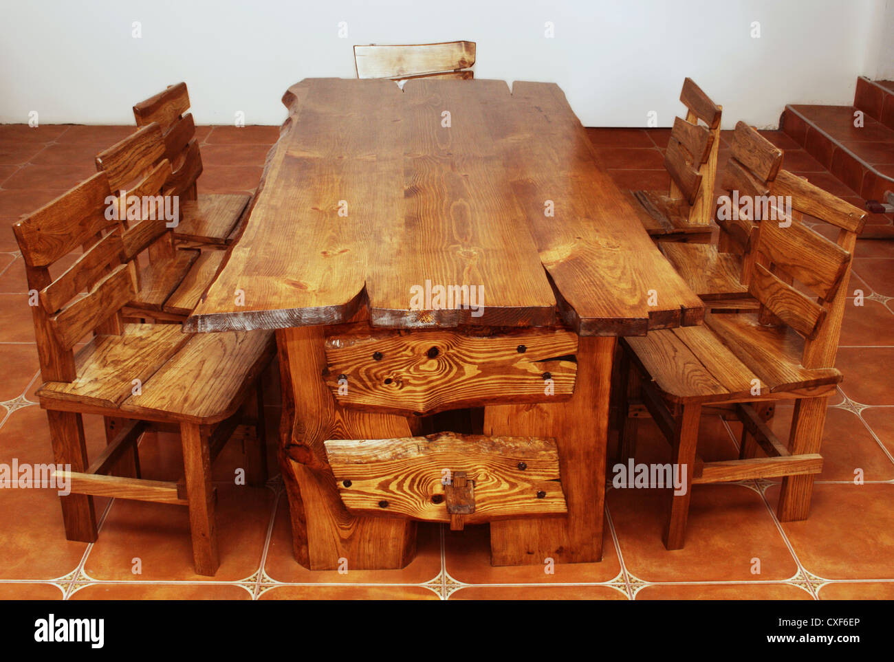Handmade large kitchen table Stock Photo Alamy