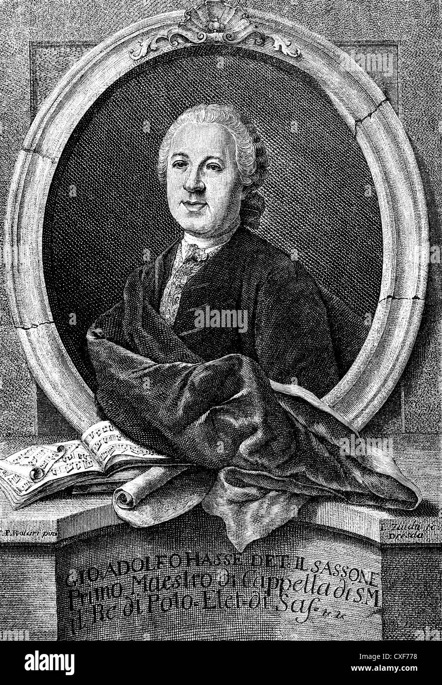 Johann Adolph Hasse or Giovanni Adolfo, 1699-1783, German composer of the late Baroque Stock Photo