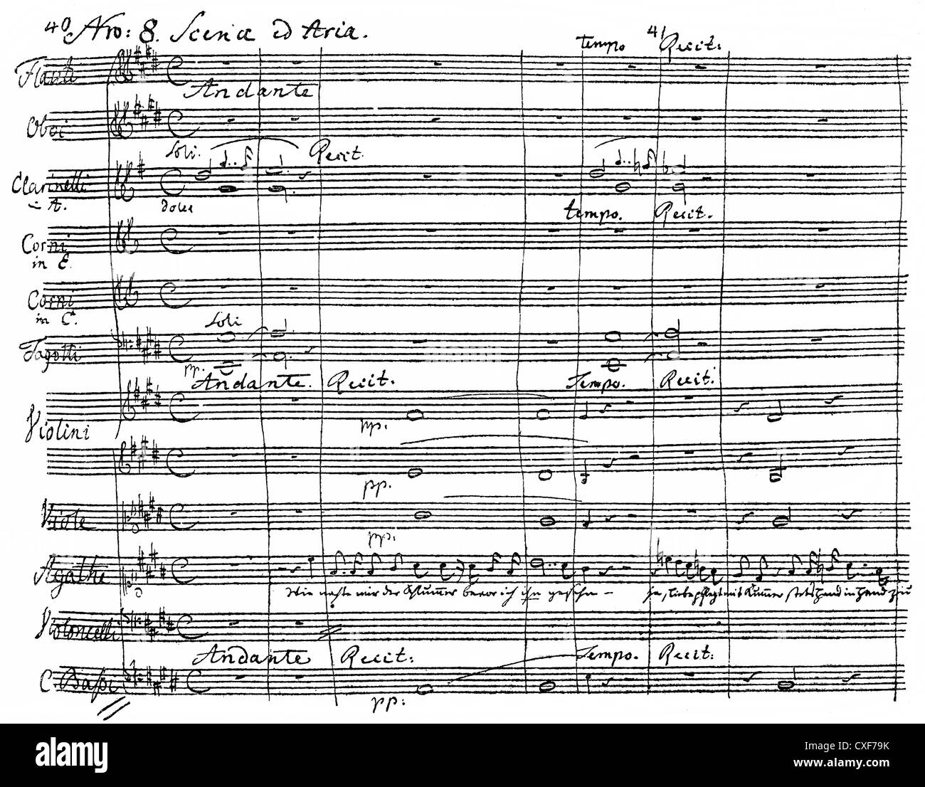 sheet music from the romanic opera 'Der Freischuetz', the Marksman, historical manuscript,  Carl Maria Friedrich Ernst von Weber Stock Photo