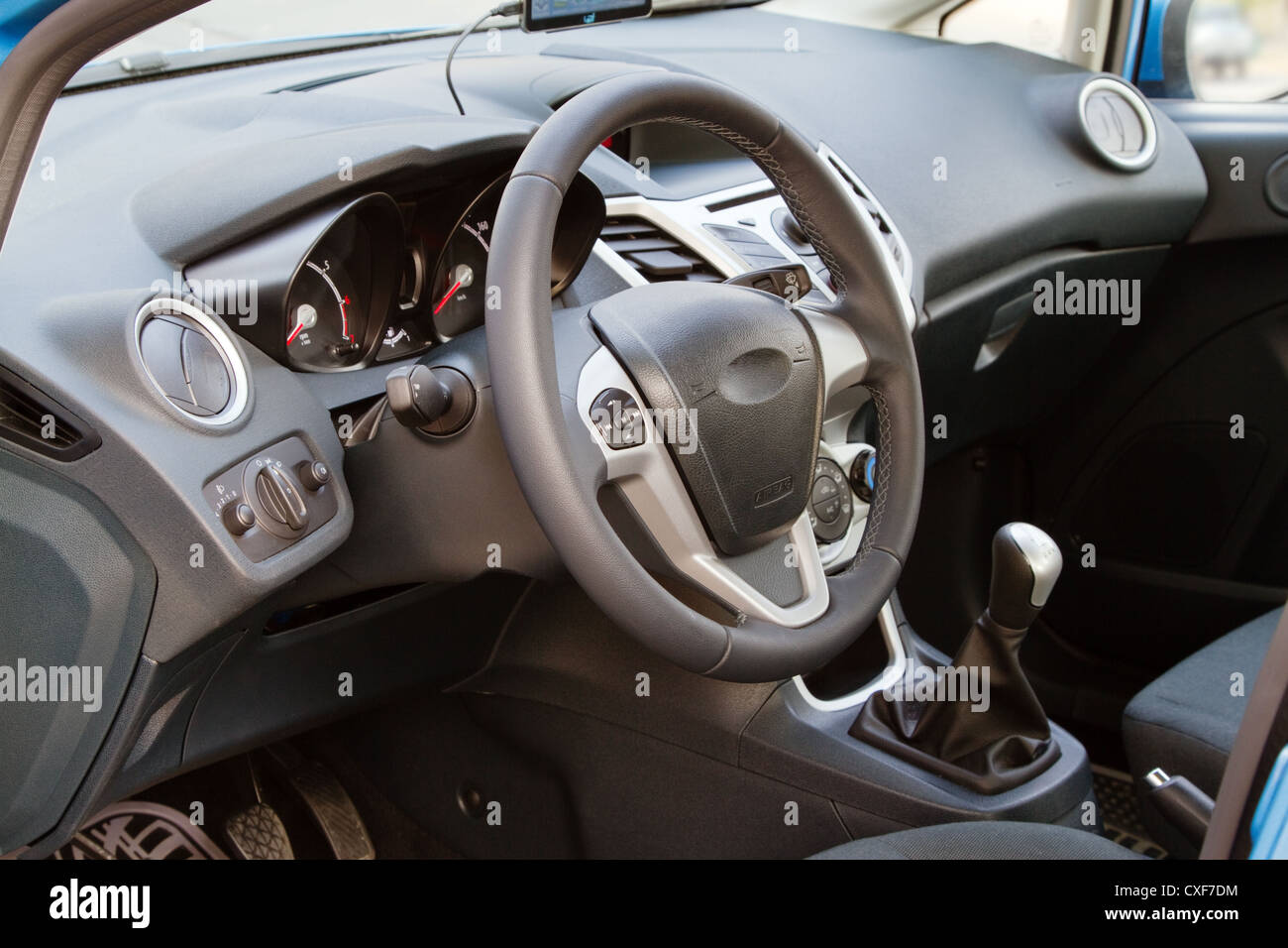 Interior of a modern car, steering wheel and dashboard Stock Photo - Alamy