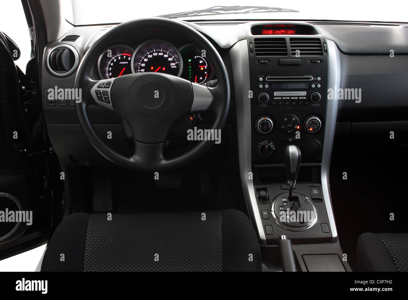 Interior of a car with view on steering wheel and dashboard Stock Photo ...