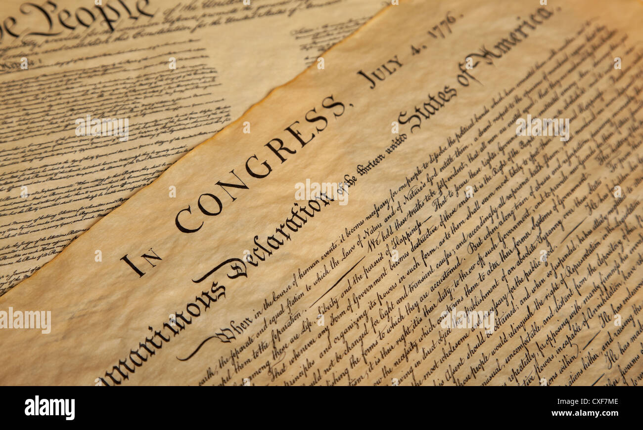 Constitution and Declaration of Independence Stock Photo