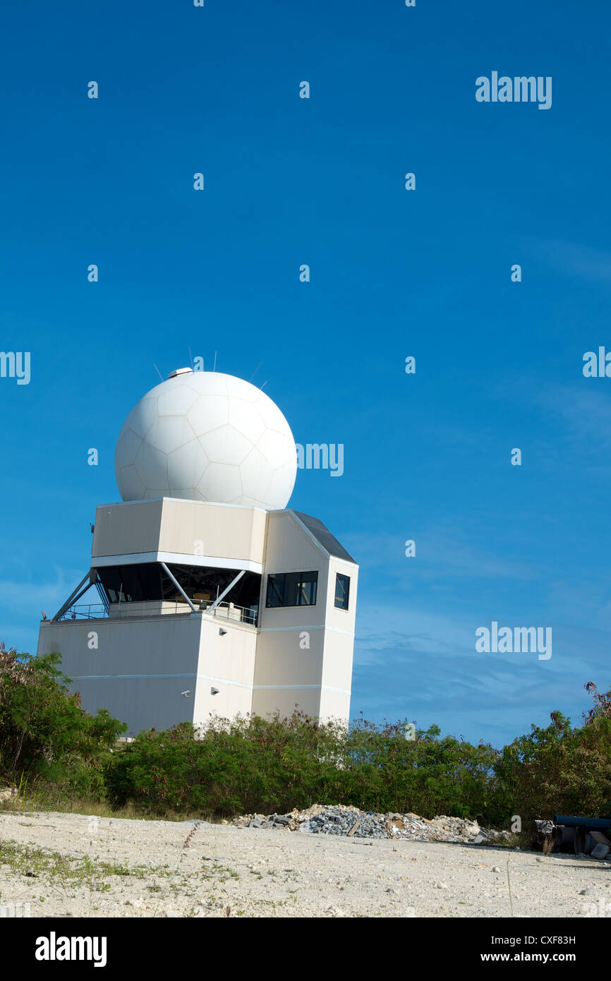 Airport traffic control tower. Princess Juliana Airport, Sint Maarten, Netherlands Antilles. Stock Photo