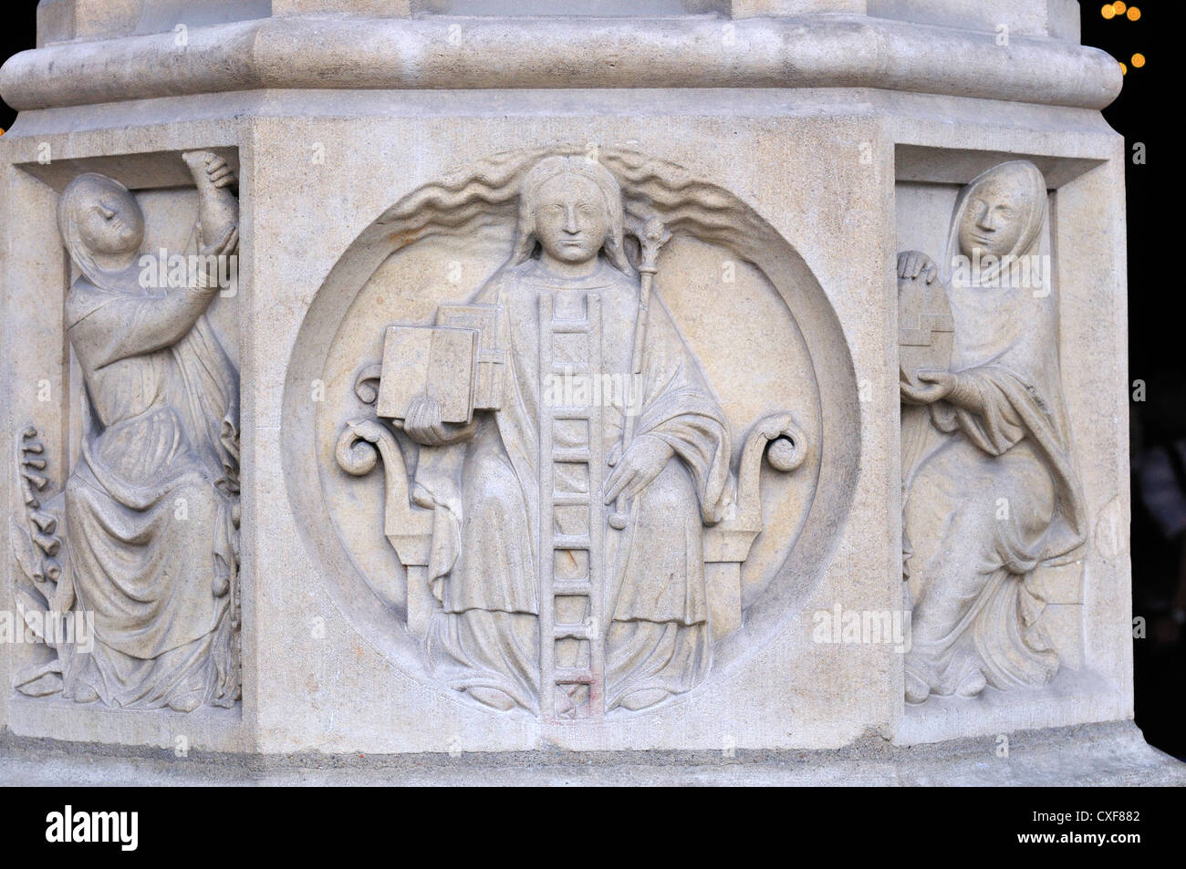 Paris, France. Notre Dame cathedral. Facade detail Stock Photo