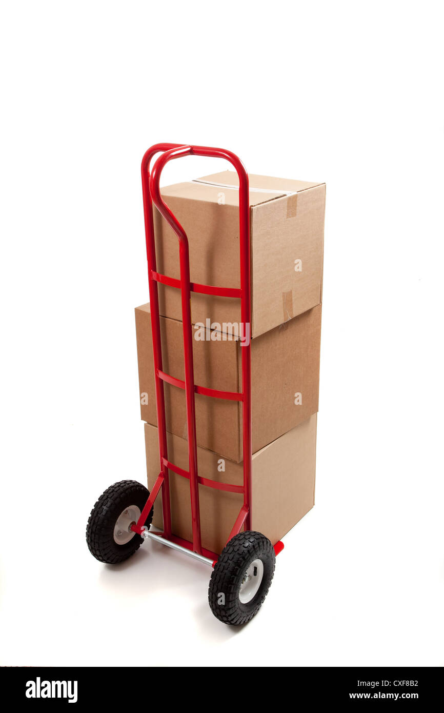 Dolly handtruck with boxes Stock Photo