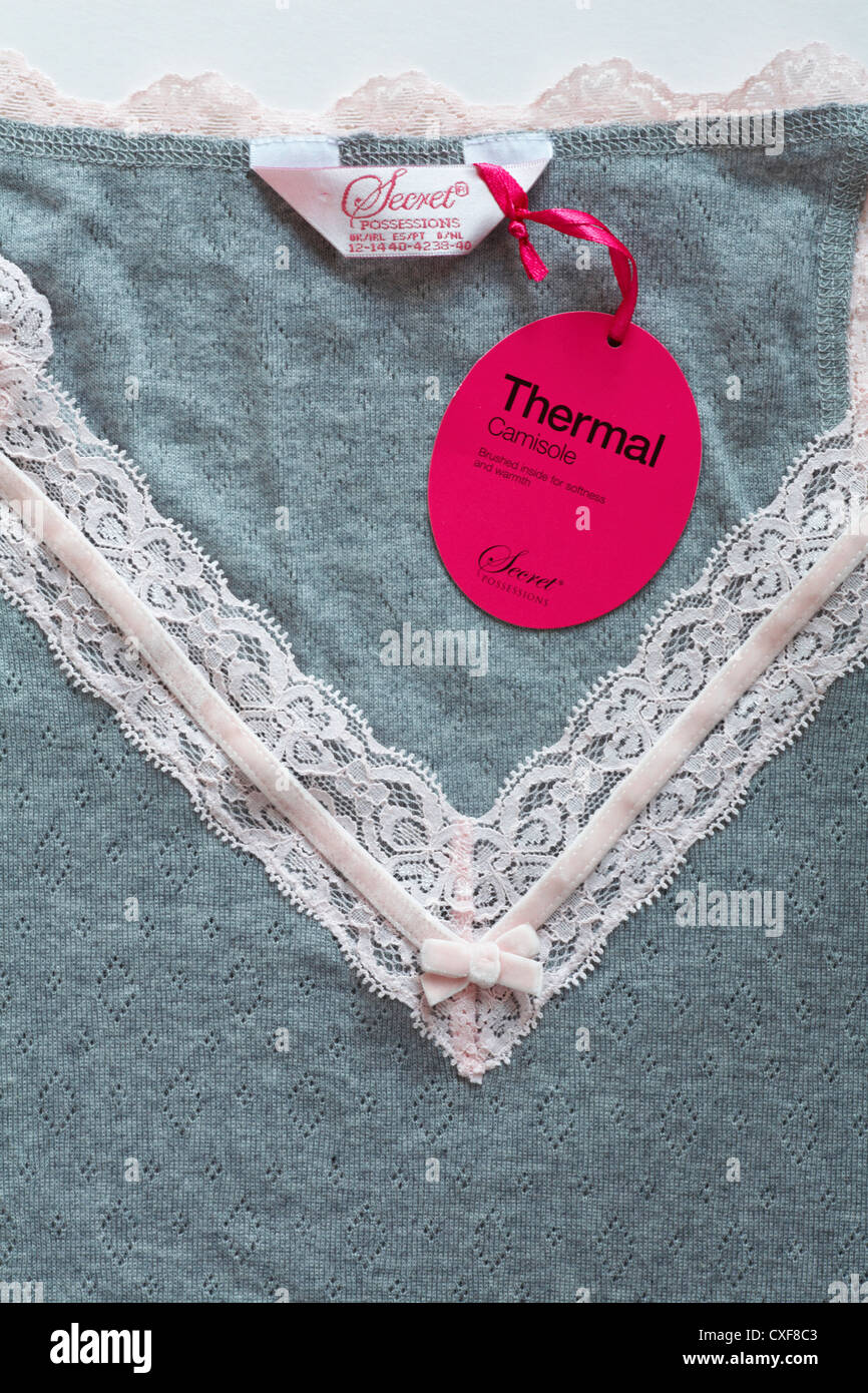 Secret possessions Thermal camisole vest brushed inside for softness and  warmth with label close up Stock Photo - Alamy