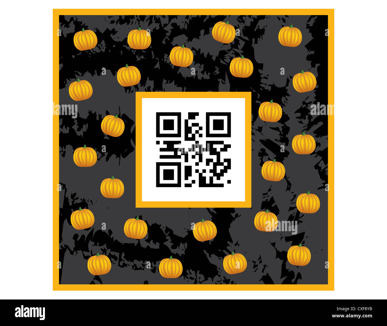 postcard with QR code Happy Halloween Stock Photo