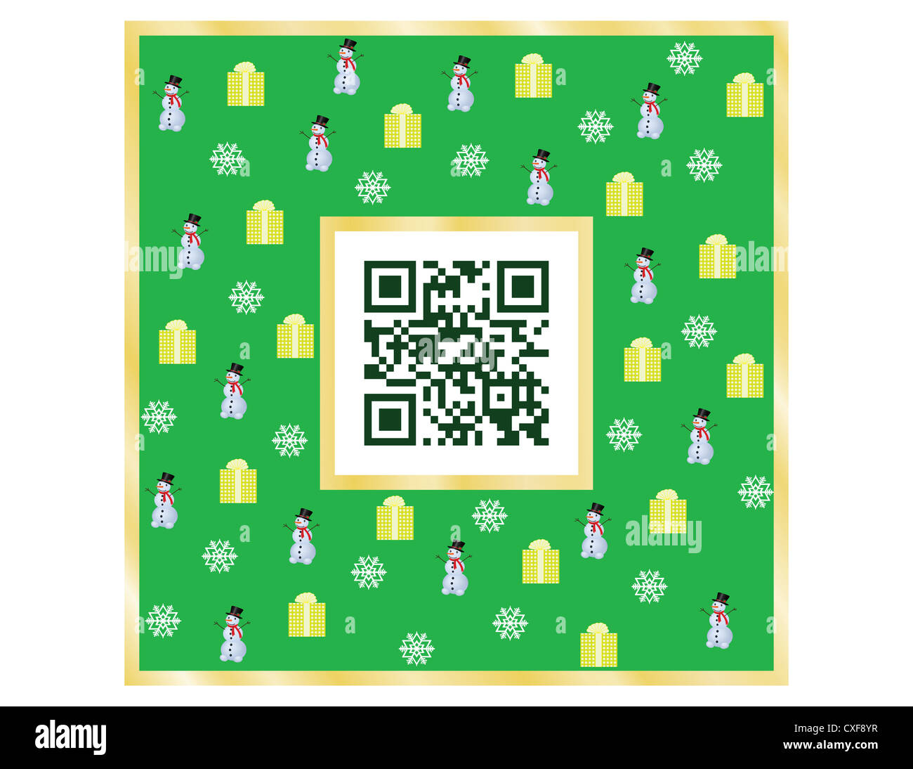 postcard with QR code Merry Christmas Stock Photo