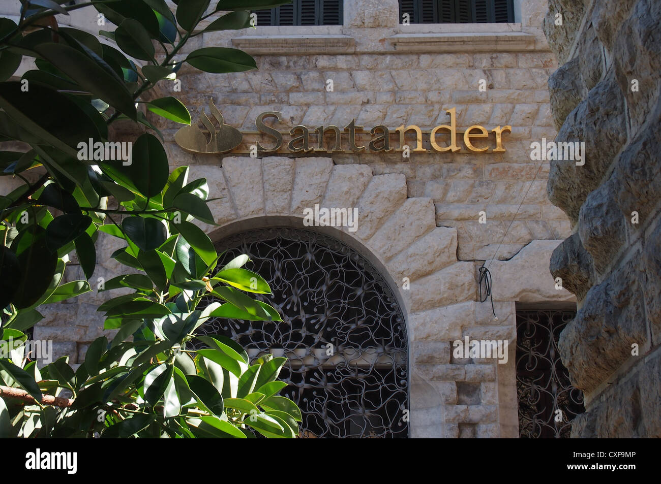 A branch of the Spanish bank Santander in Soller Mallorca Spain Stock Photo