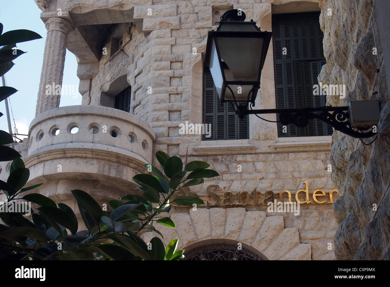 A branch of the Spanish bank Santander in Soller Mallorca Spain Stock Photo