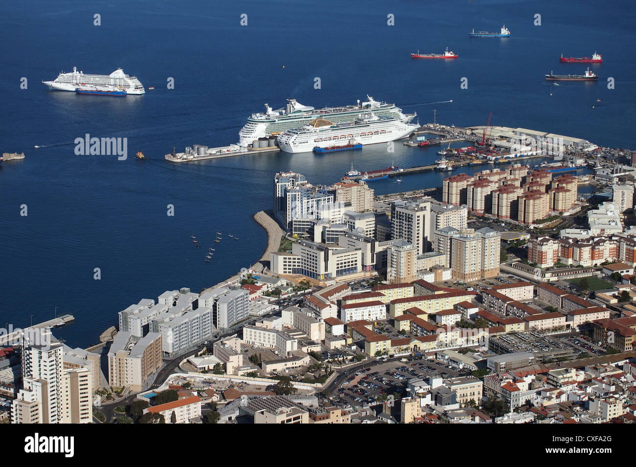 Gibraltar harbour with Cruise ships moored Stock Photo Alamy