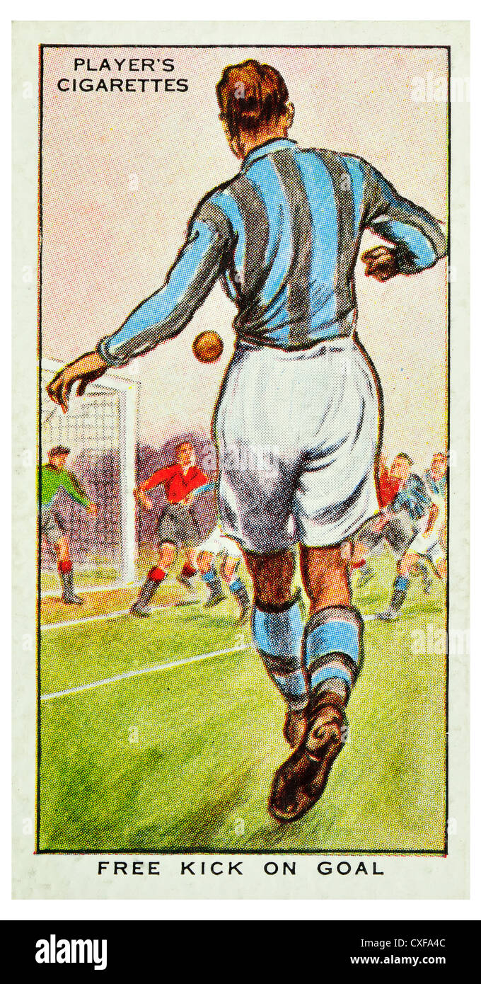 Cigarette Card; 'Hints on Association Football' (John Player and Sons, 1934) Free Kick on Goal Stock Photo