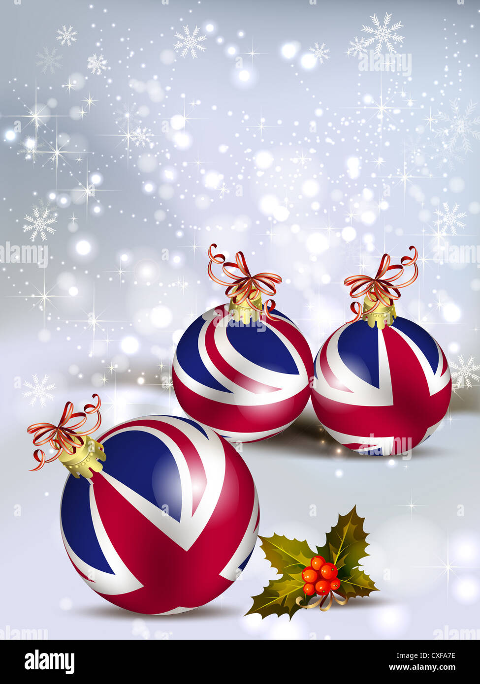 Christmas card decoration from United Kingdom baubles Stock Photo