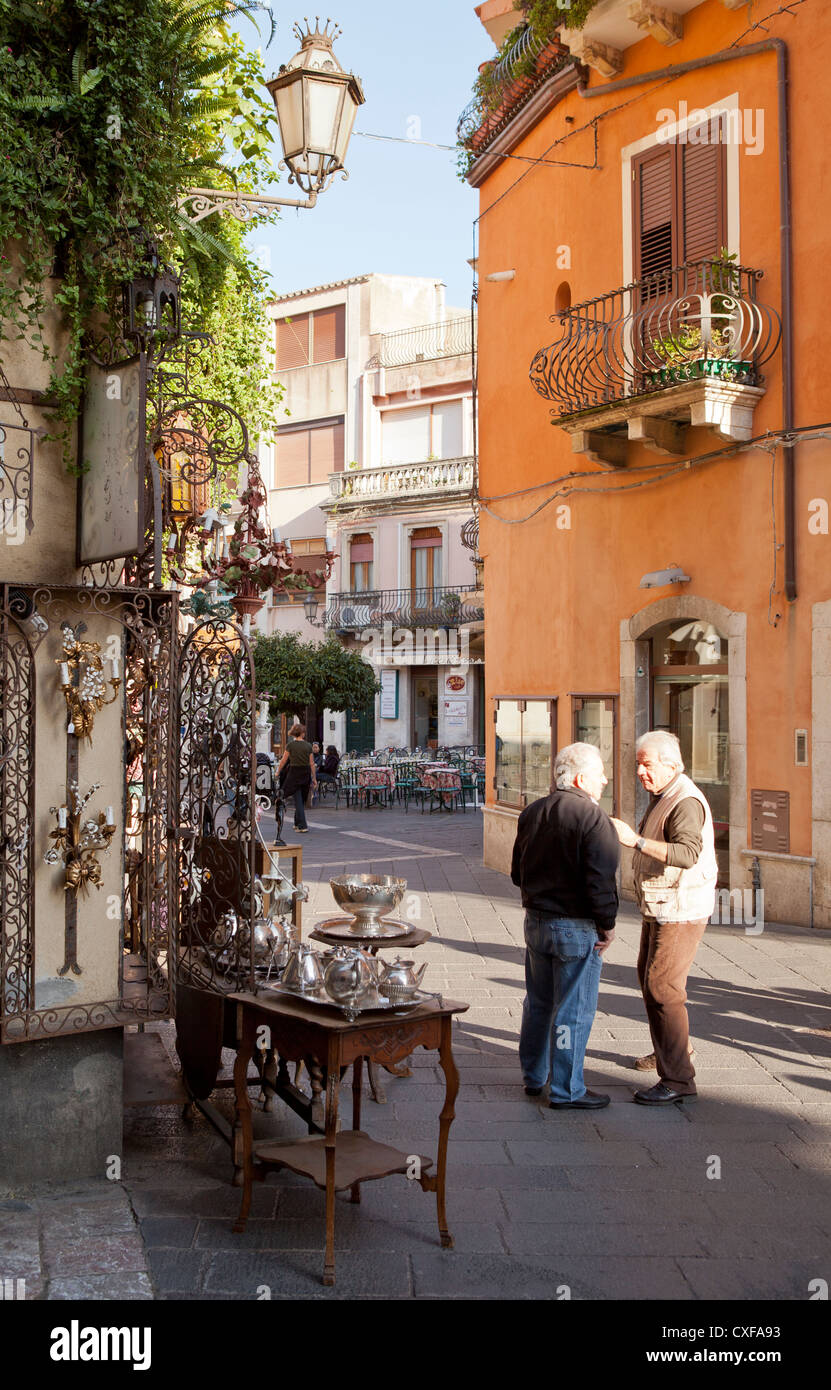 street scene, old town Taormina, Sicily, Italy Stock Photo