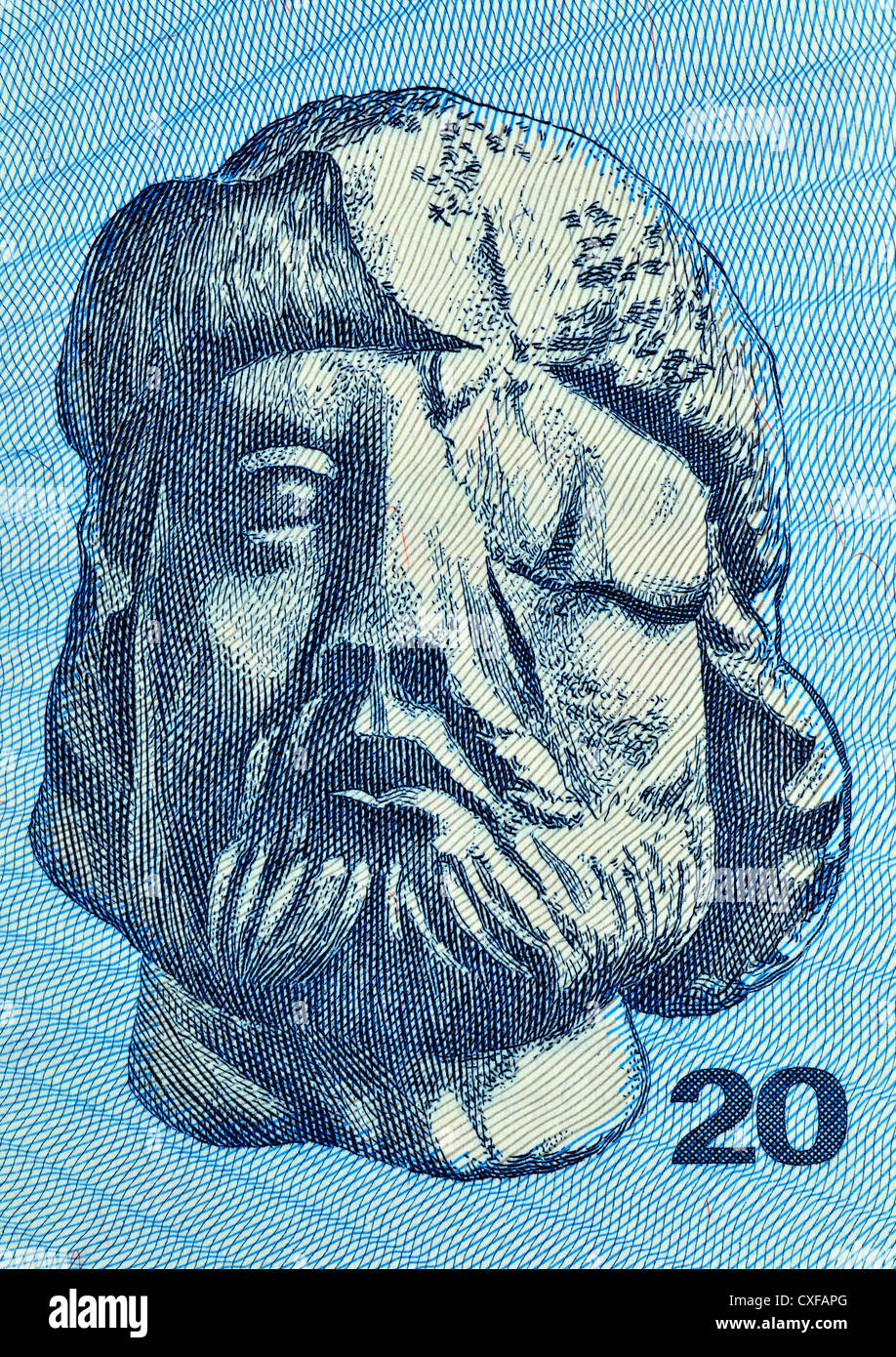 Czechoslovakian banknote from 1970. Portrait of Jan Zizka Stock Photo