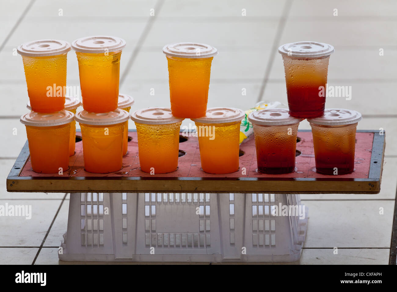 Orange Juice on the Ground in Jakarta Stock Photo Alamy