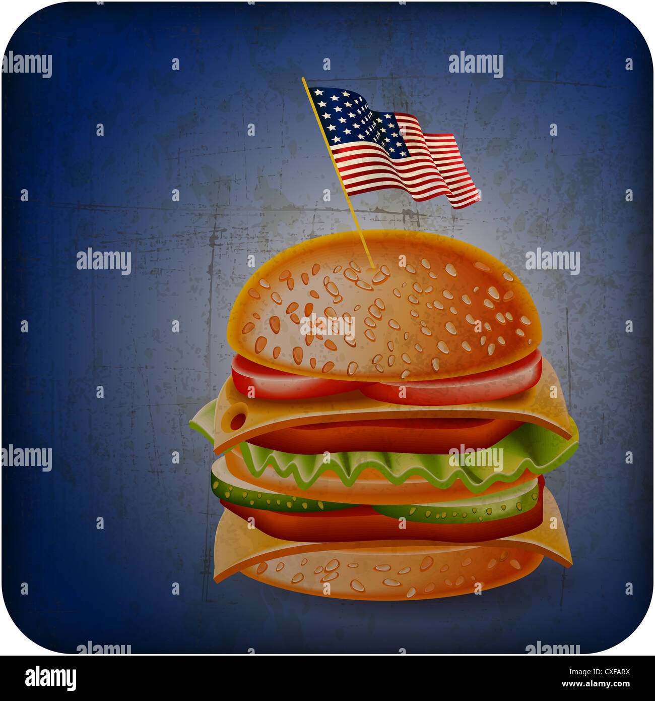 vintage USA hamburger with Grunge Effect Stock Photo - Alamy