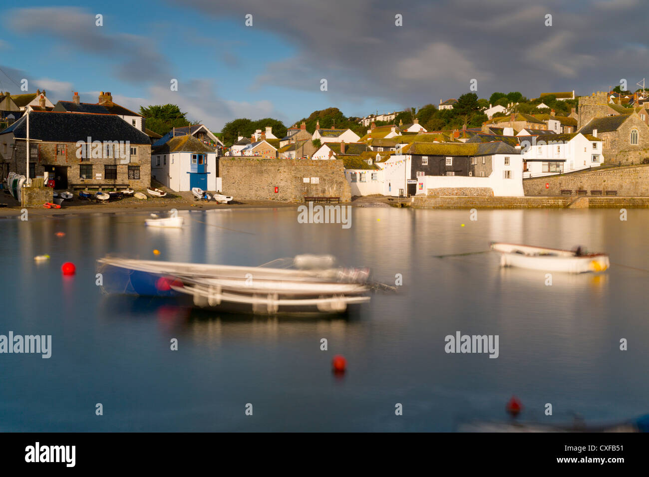 Gorran Haven; village and boats; Cornwall; UK; movement on the water Stock Photo