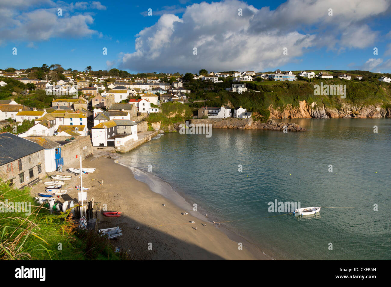 Gorran Haven; village and beach; Cornwall; UK; from cliff top Stock Photo