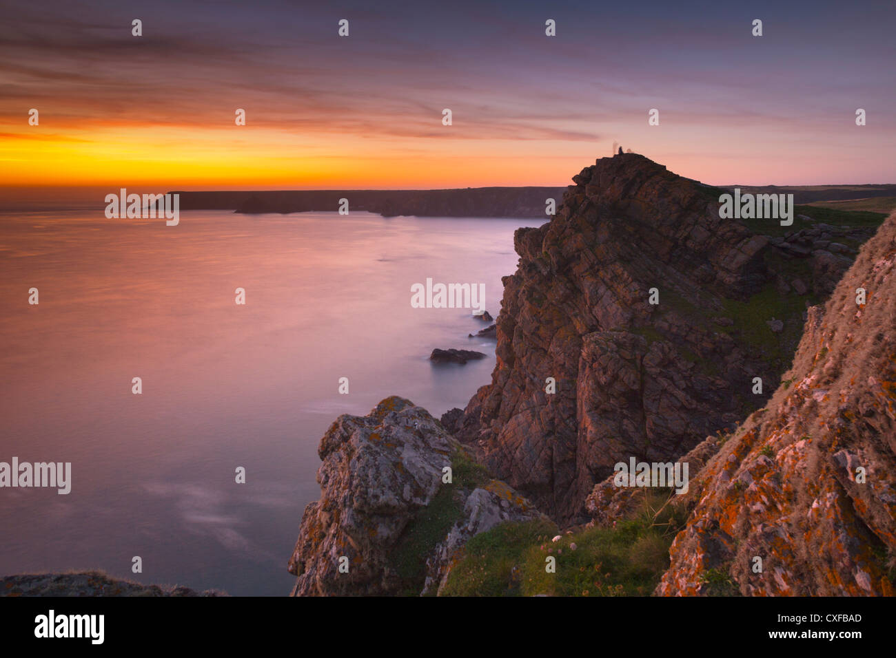Lizard; Cliffs; Cornwall; UK; sunset Stock Photo