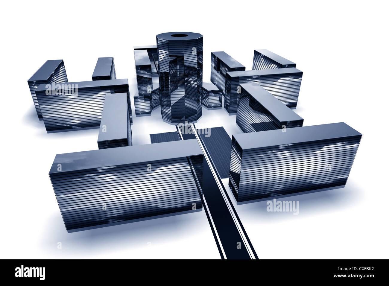 scrapers abstract business concept 3d background Stock Photo - Alamy