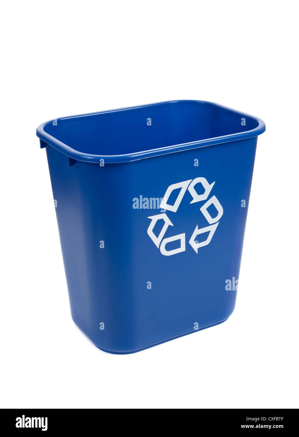 Blue recycle container on a white background Stock Photo