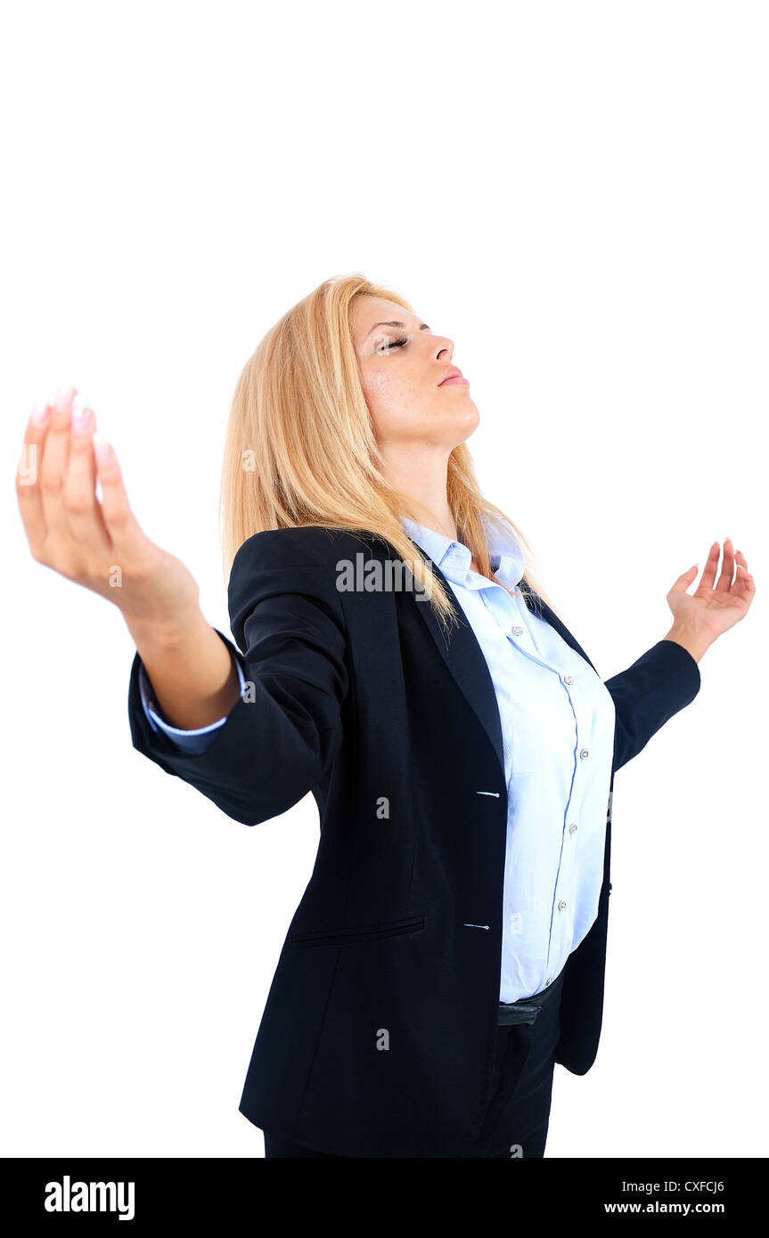 Isolated young business woman free Stock Photo - Alamy