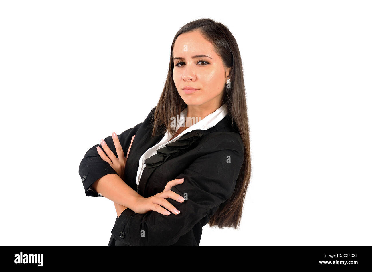 Isolated young business woman leader standing Stock Photo - Alamy