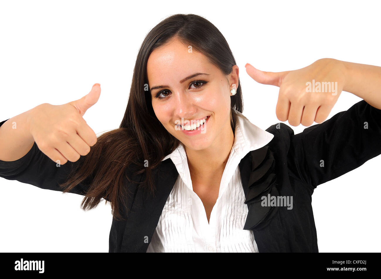 Isolated young business woman agree Stock Photo