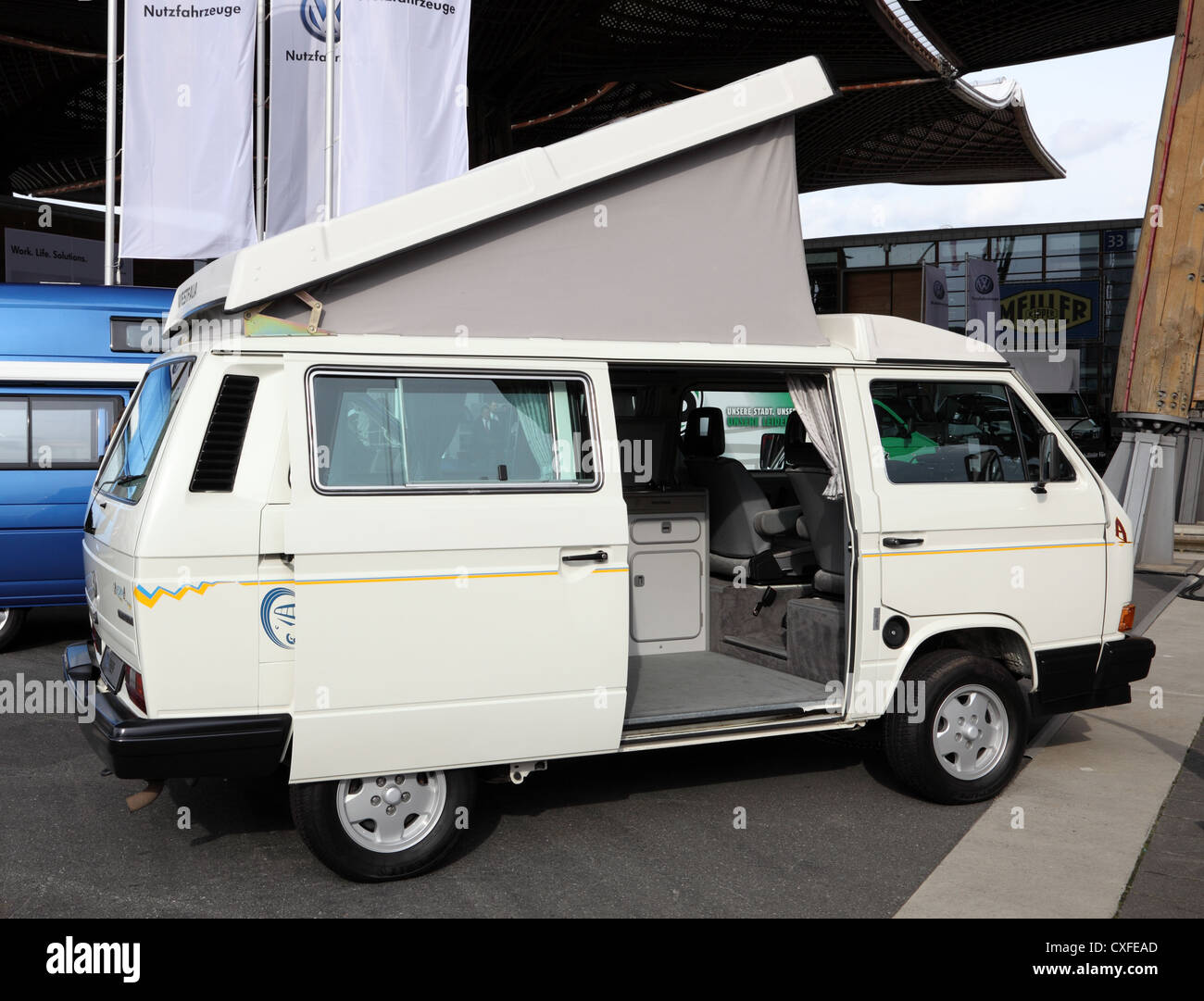 Volkswagen T3 Westfalia Multivan Camper from 1990 at the International  Motor Show for Commercial Vehicles Stock Photo - Alamy