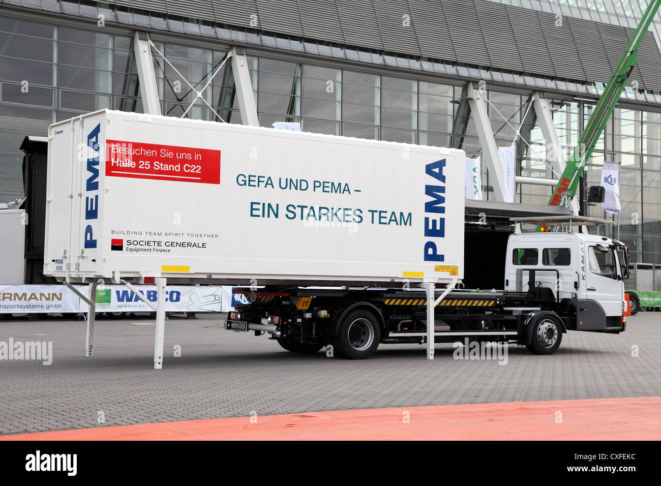 Mercedes Benz Wiesel Container Truck at the International Motor Show for Commercial Vehicles Stock Photo
