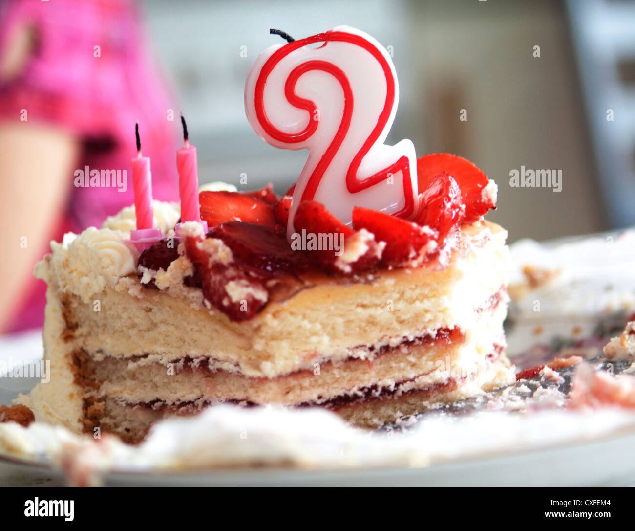 A piece of strawberry cake Stock Photo - Alamy
