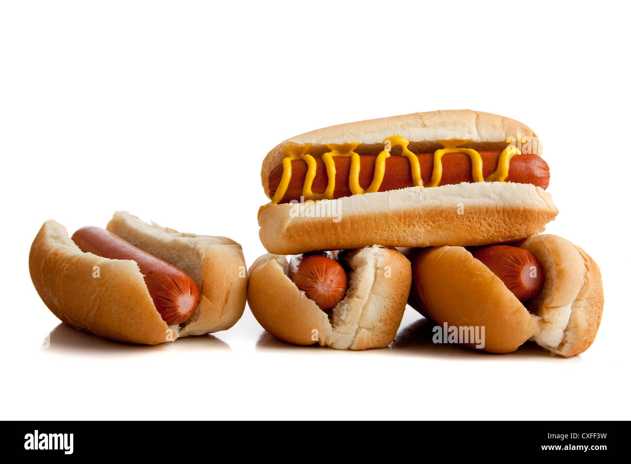 Stack of hot dogs Stock Photo