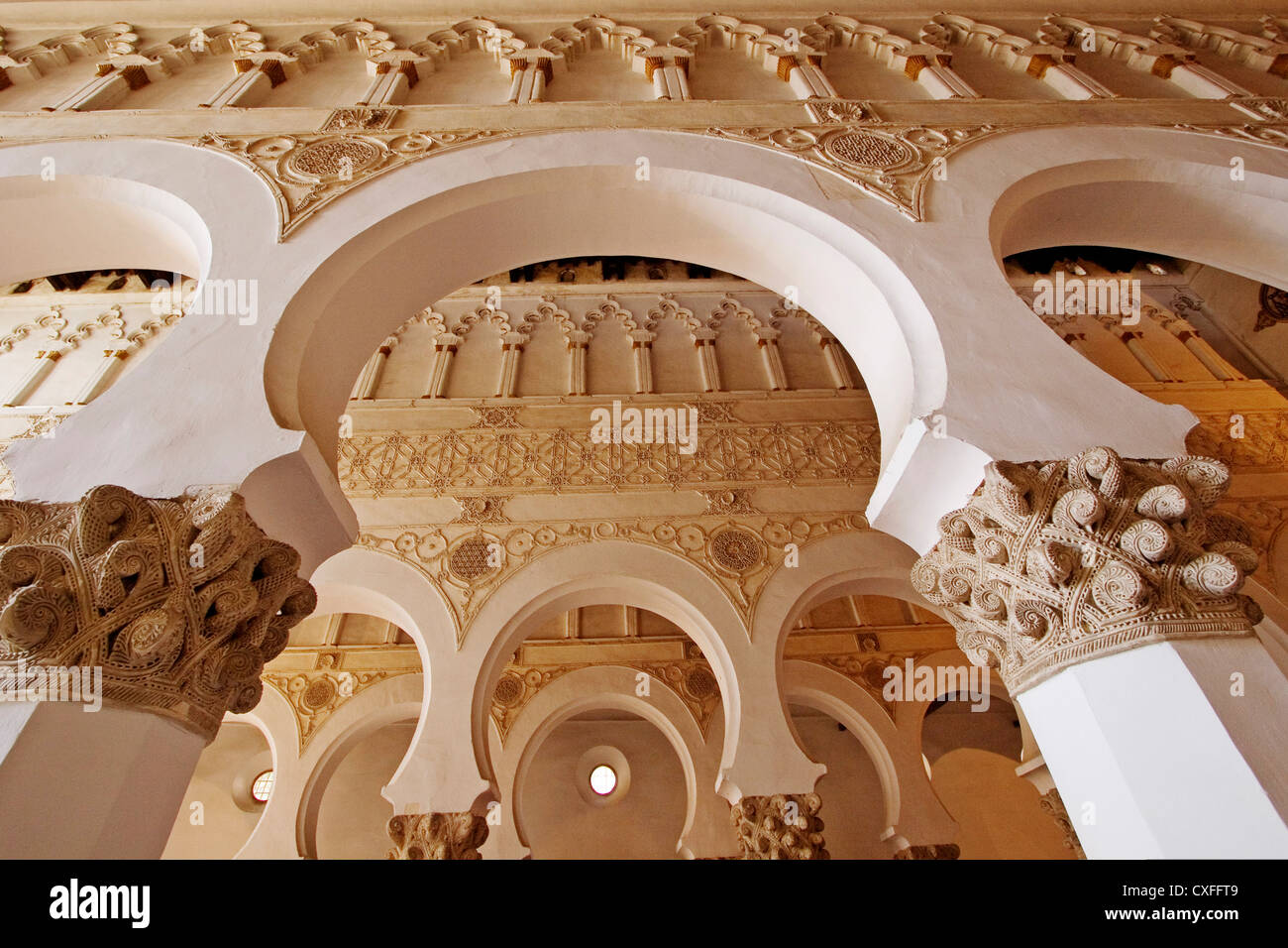 Synagogue of Santa Maria la Blanca with horseshoe arches Toledo Castilla La Mancha Spain sinagoga santa maria la blanca españa Stock Photo