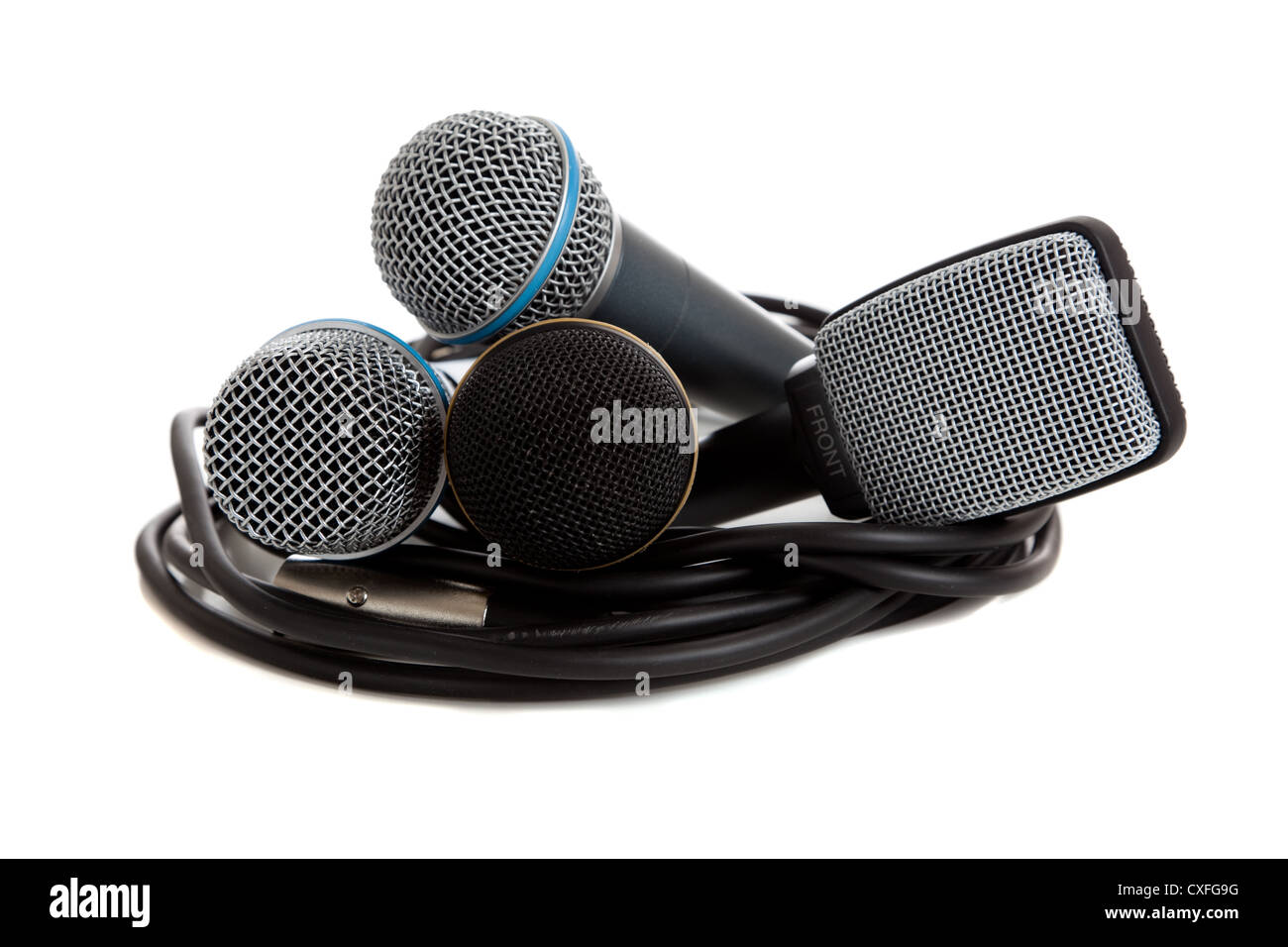 Microphone with cords Stock Photo Alamy