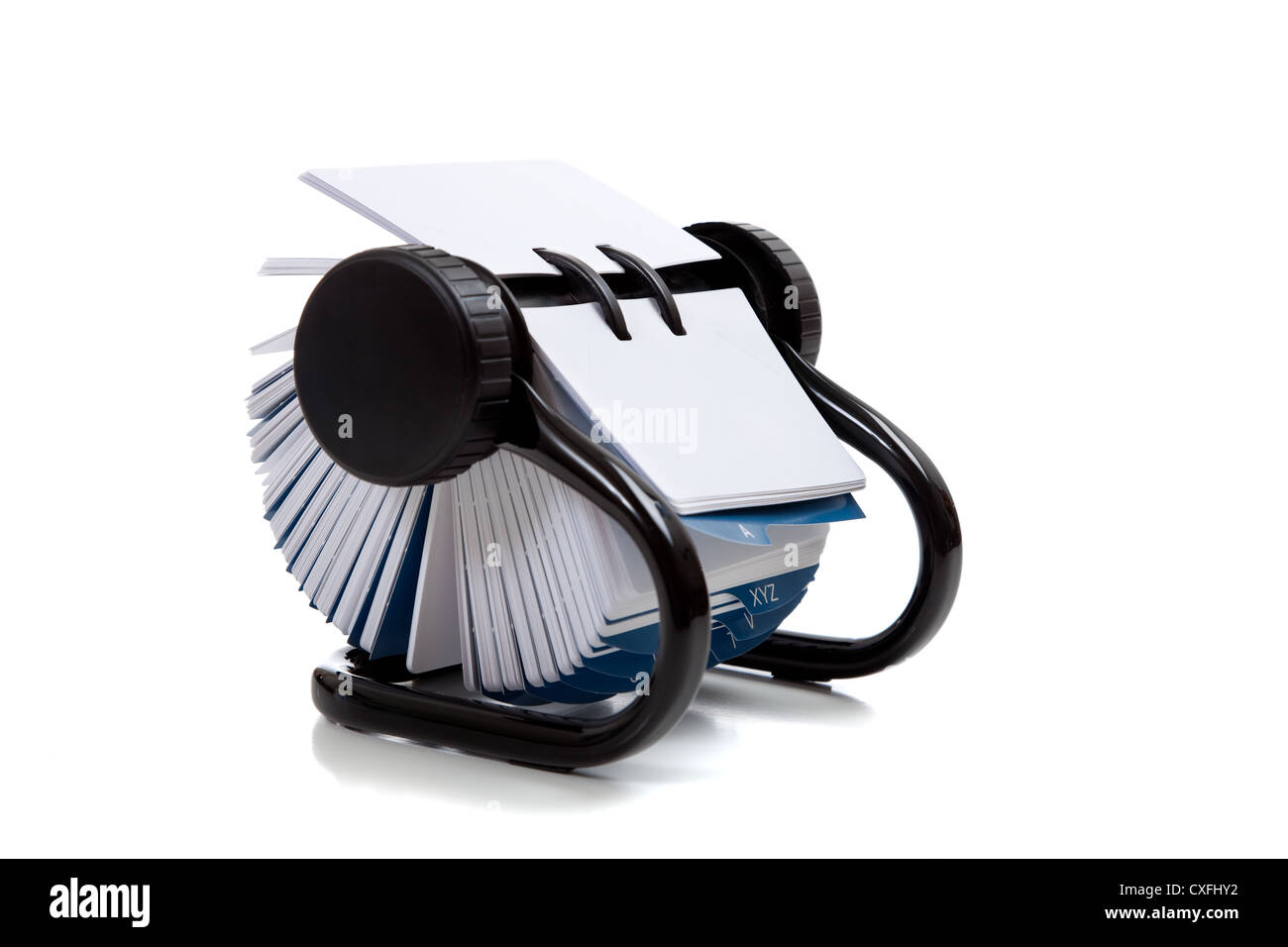 a Rolodex on a white background Stock Photo