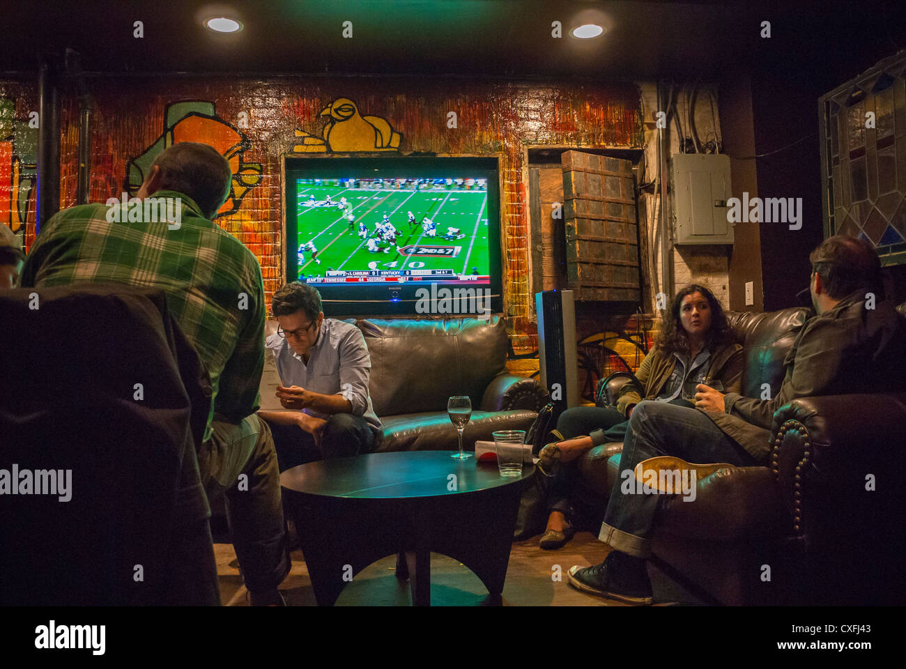 New York City, NY, USA, Group young Adults sharing Drinks, DUMBO, Inside, ReBar Bar on Front Street, Brooklyn, Tavern scenes Stock Photo