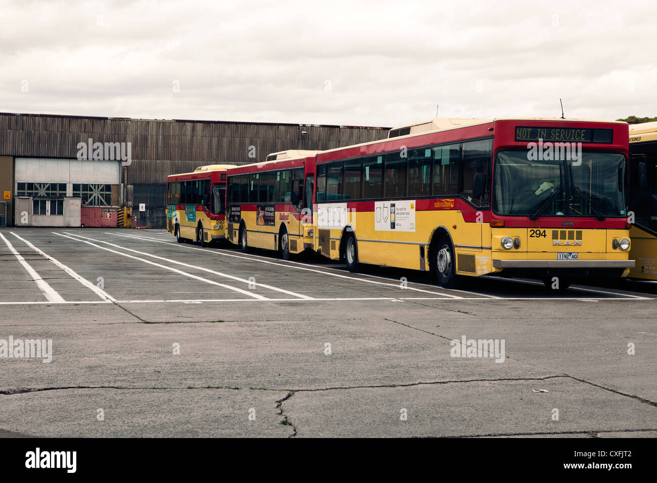 Bus depot in Melbourne, Australia Stock Photo Alamy