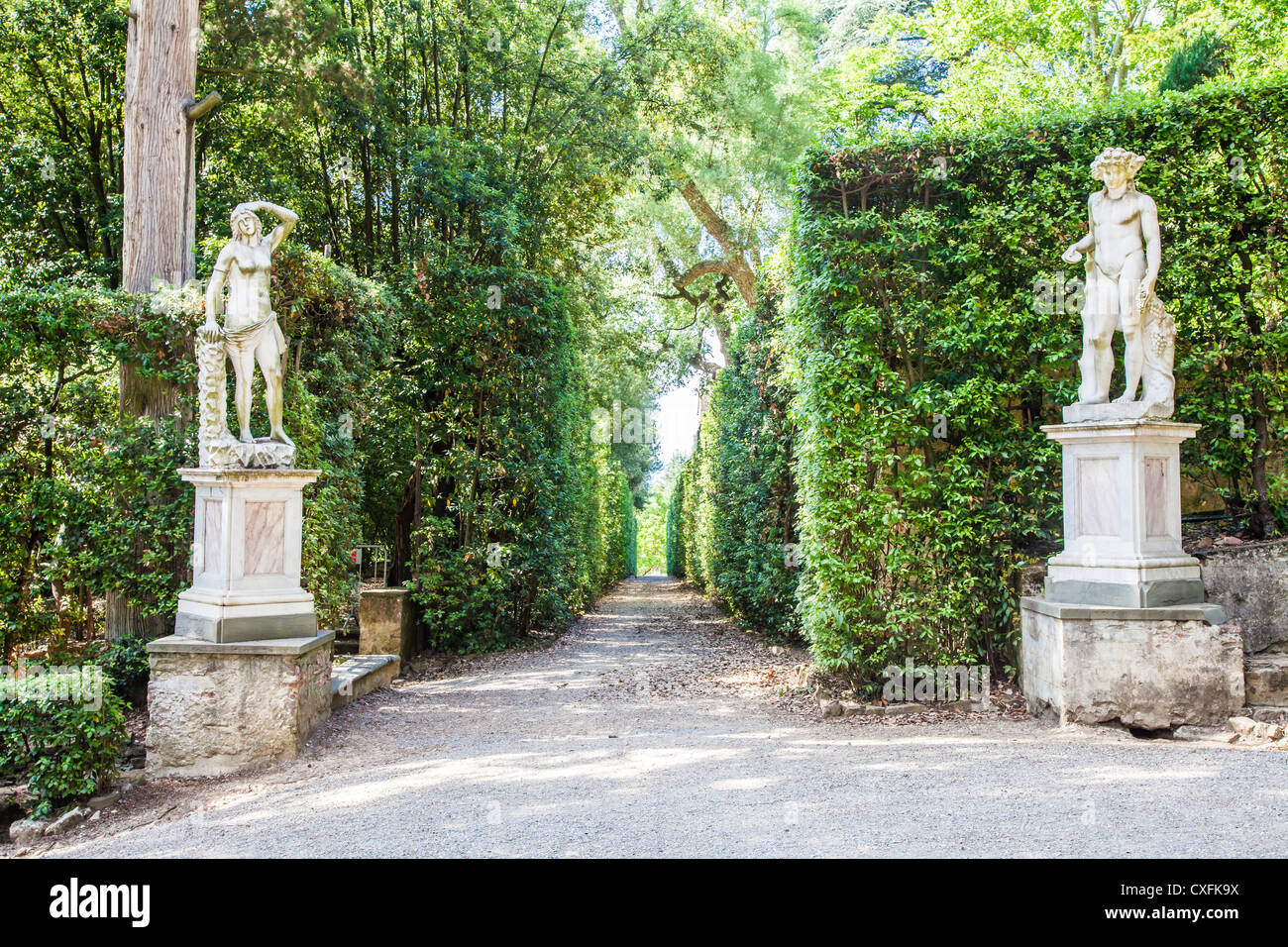Florence, Italy. Old Boboli Gardens during a sunny day in summer season Stock Photo