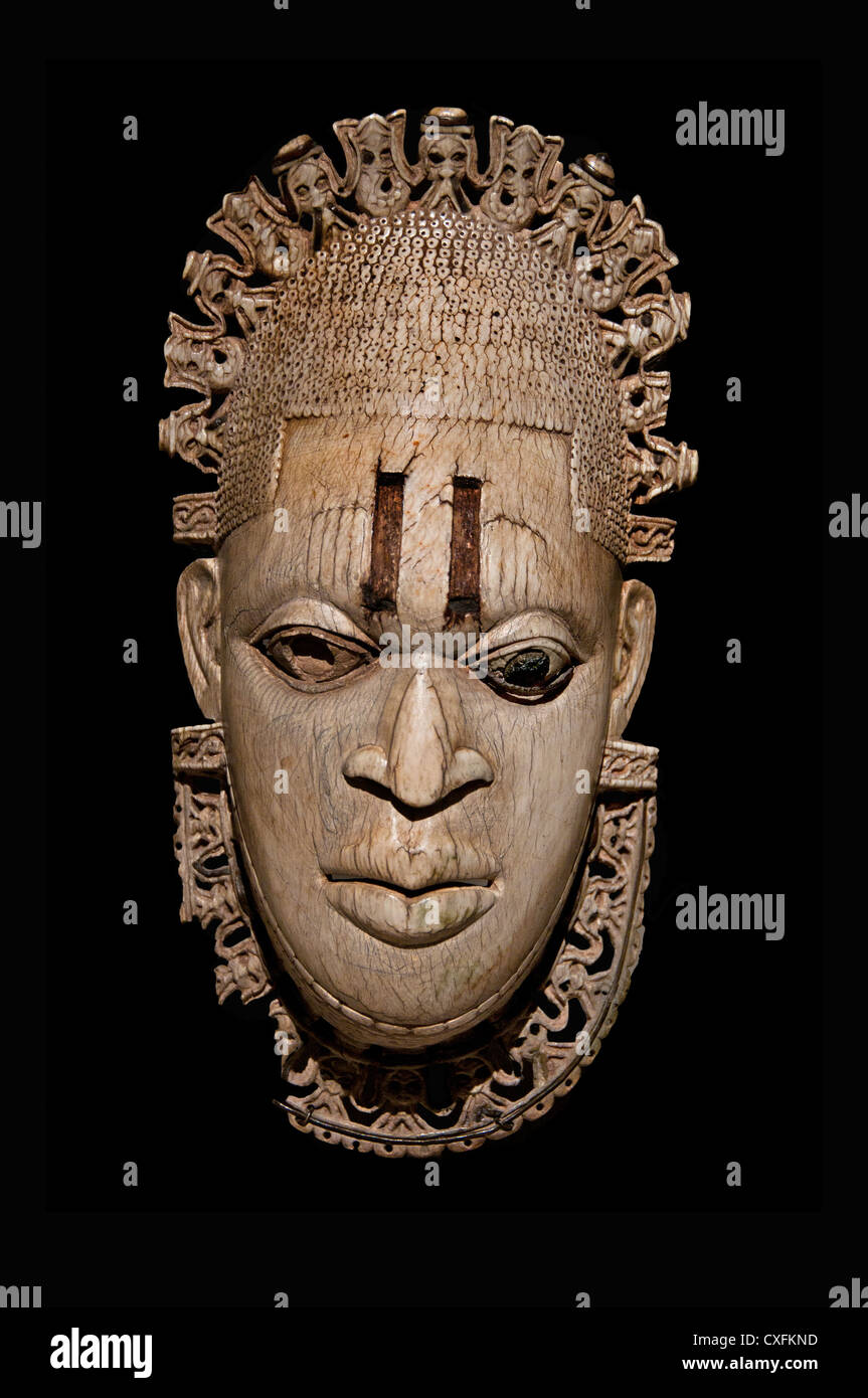 Queen Mother Pendant Mask Iyoba 16th century Nigeria Court of Benin Culture  Edo peoples Ivory 23.8 x 12.7 cm Africa Stock Photo