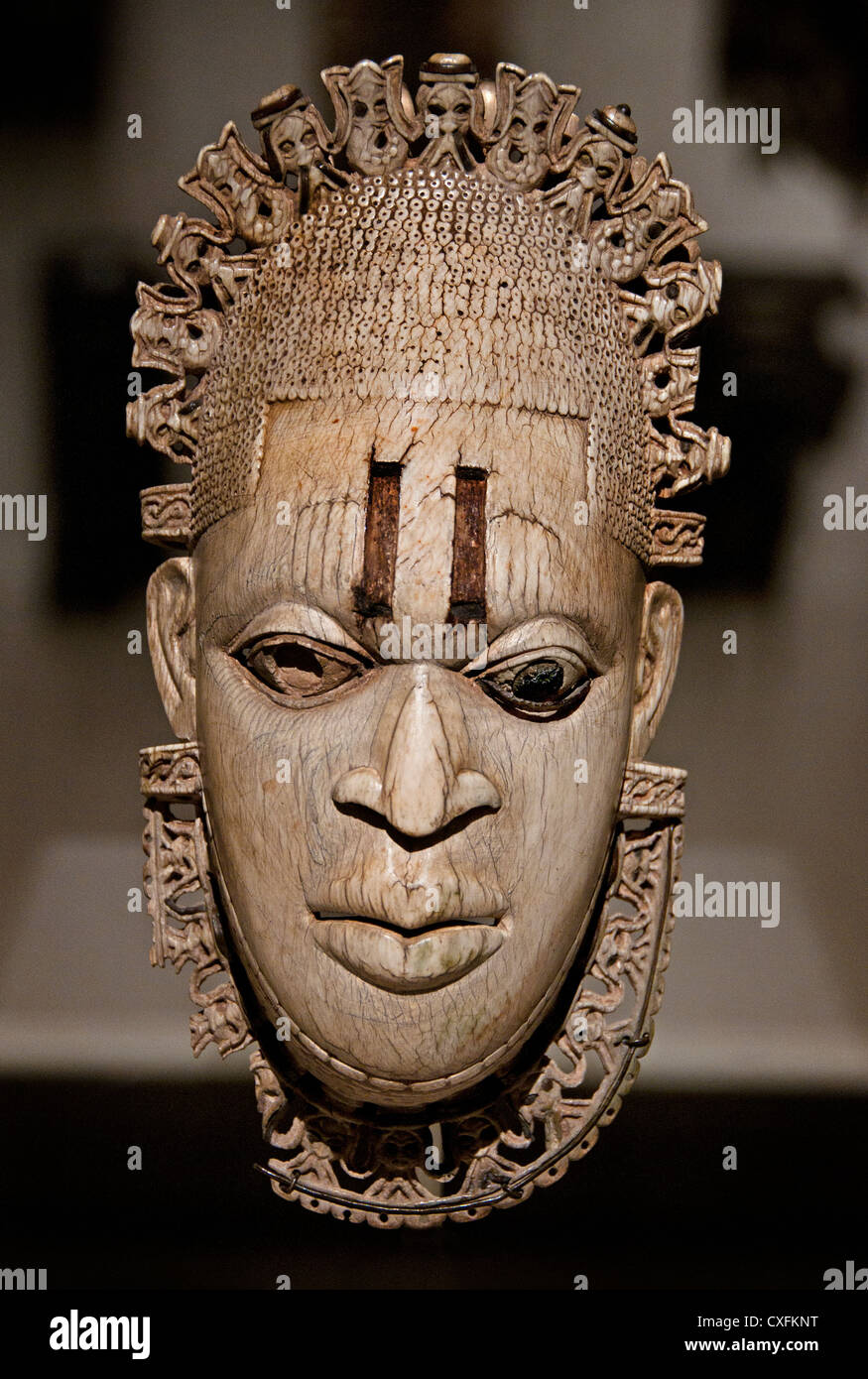 Queen Mother Pendant Mask Iyoba 16th century Nigeria Court of Benin Culture  Edo peoples Ivory 23.8 x 12.7 cm Africa Stock Photo