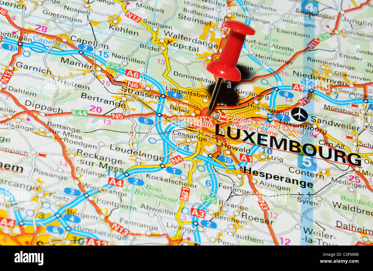 Luxembourg on world map Stock Photo