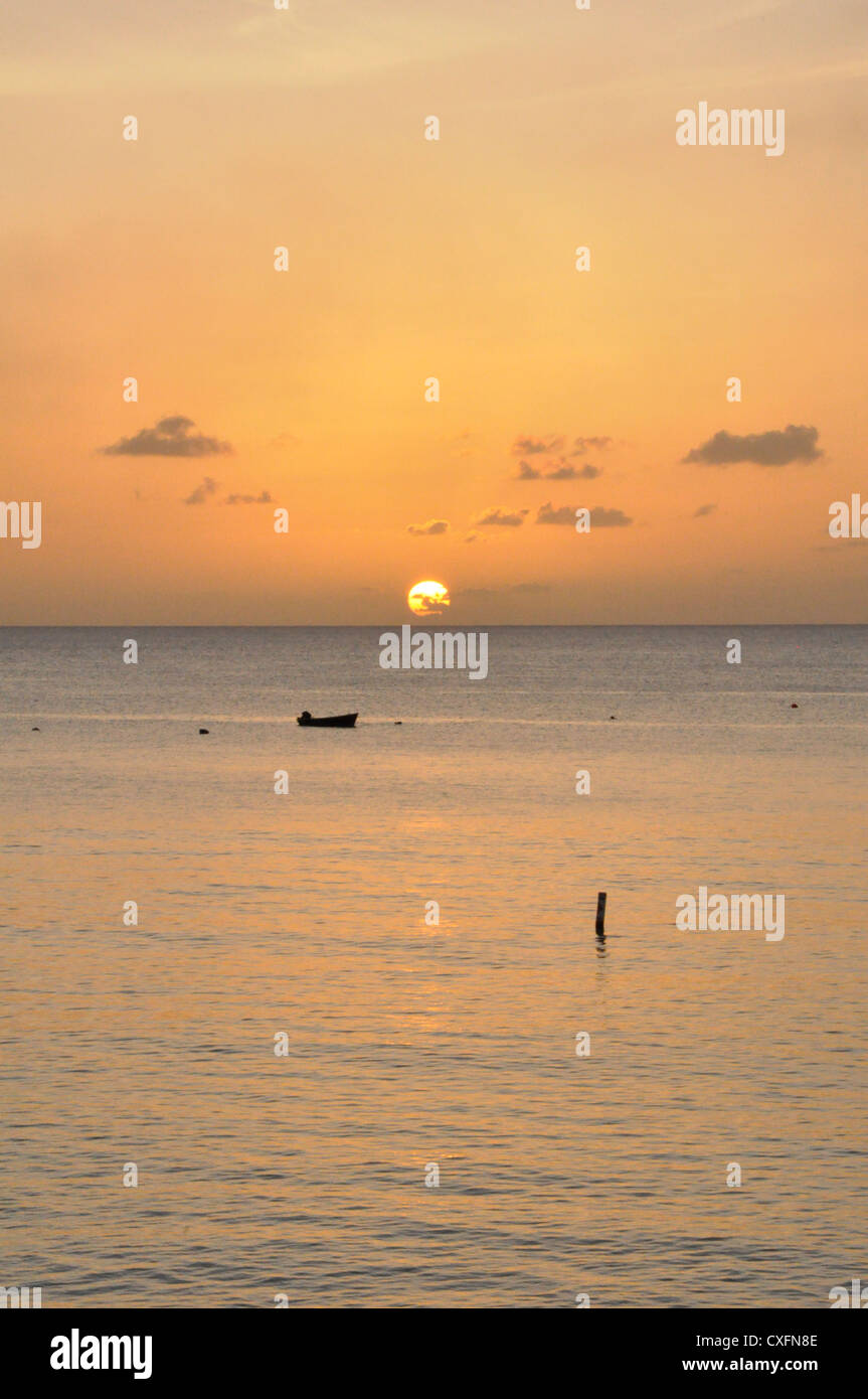 Barbados, sunset sea,mirrored sea, vacation Stock Photo