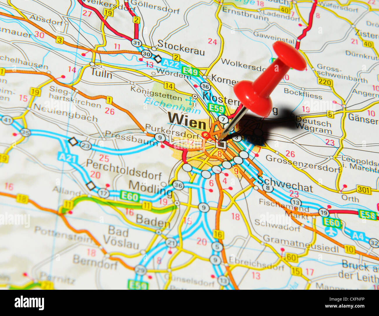 Vienna Pinned On Map Austria High Resolution Stock Photography And Images Alamy